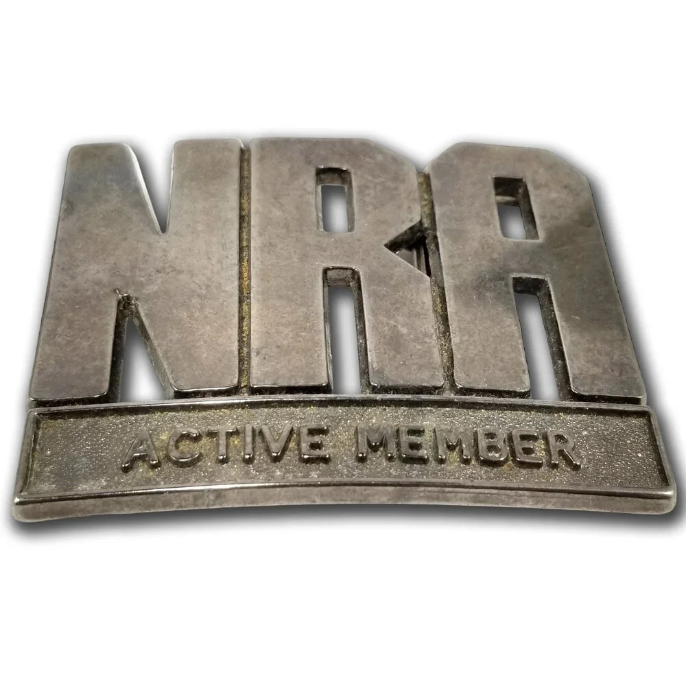 Vintage Belt Buckle NRA Active‎ Member National Rifle Association Big Letters